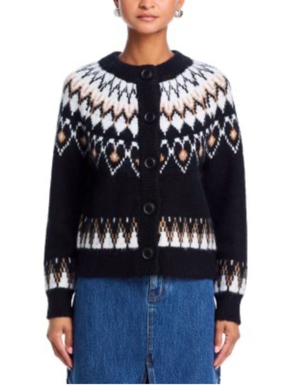 AQUA Girls' Heart Fairisle Button Down Soft Cardigan Size‎ S NWT